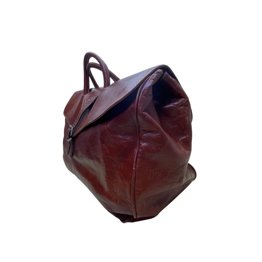 Kervan Leather Unisex Brown Embossed Camel Logo Double Handles Travel Duffel Bag